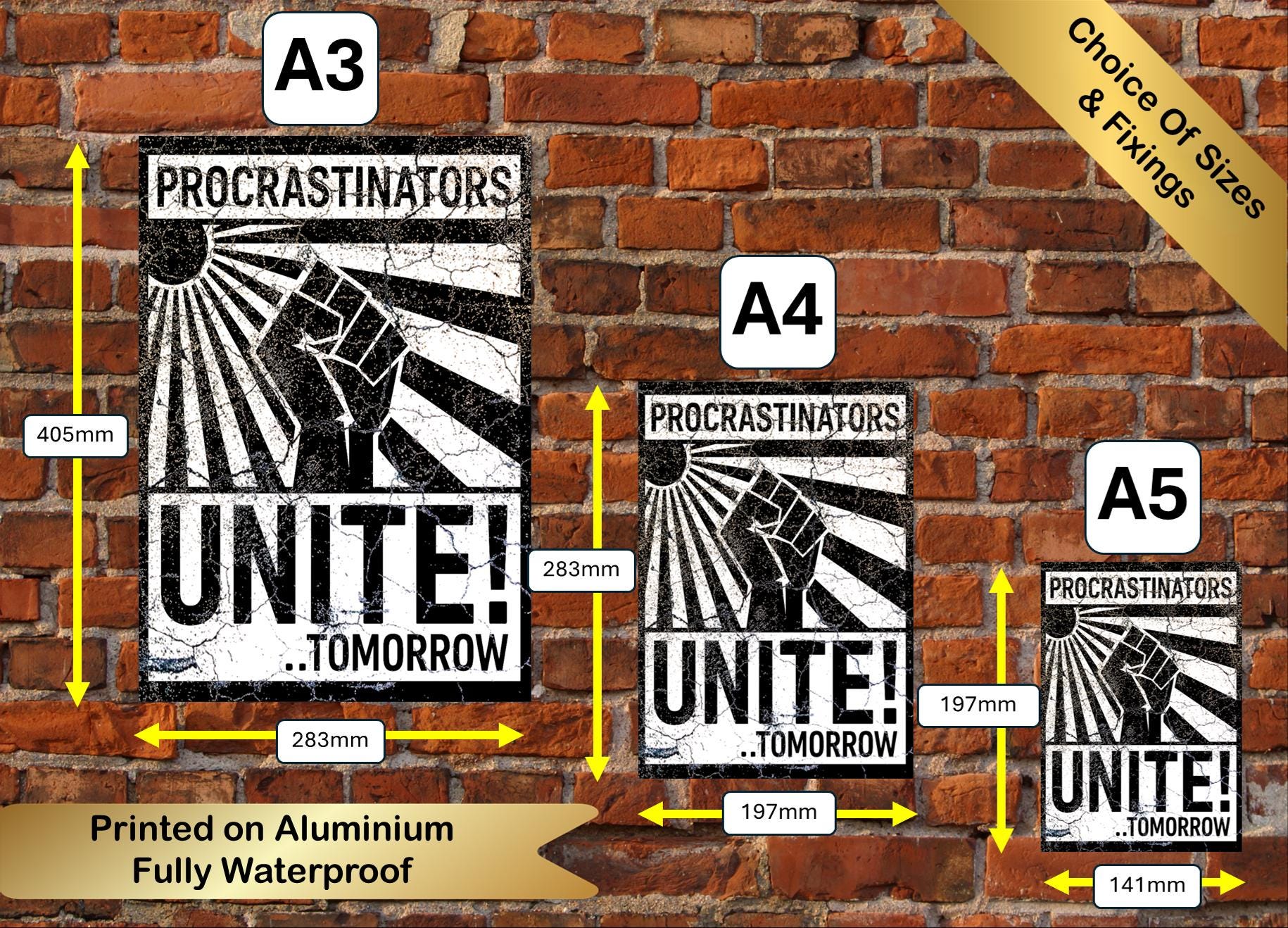 Funny 'Procrastinators Unite' Metal Sign: Retro Style, Man Cave Decor