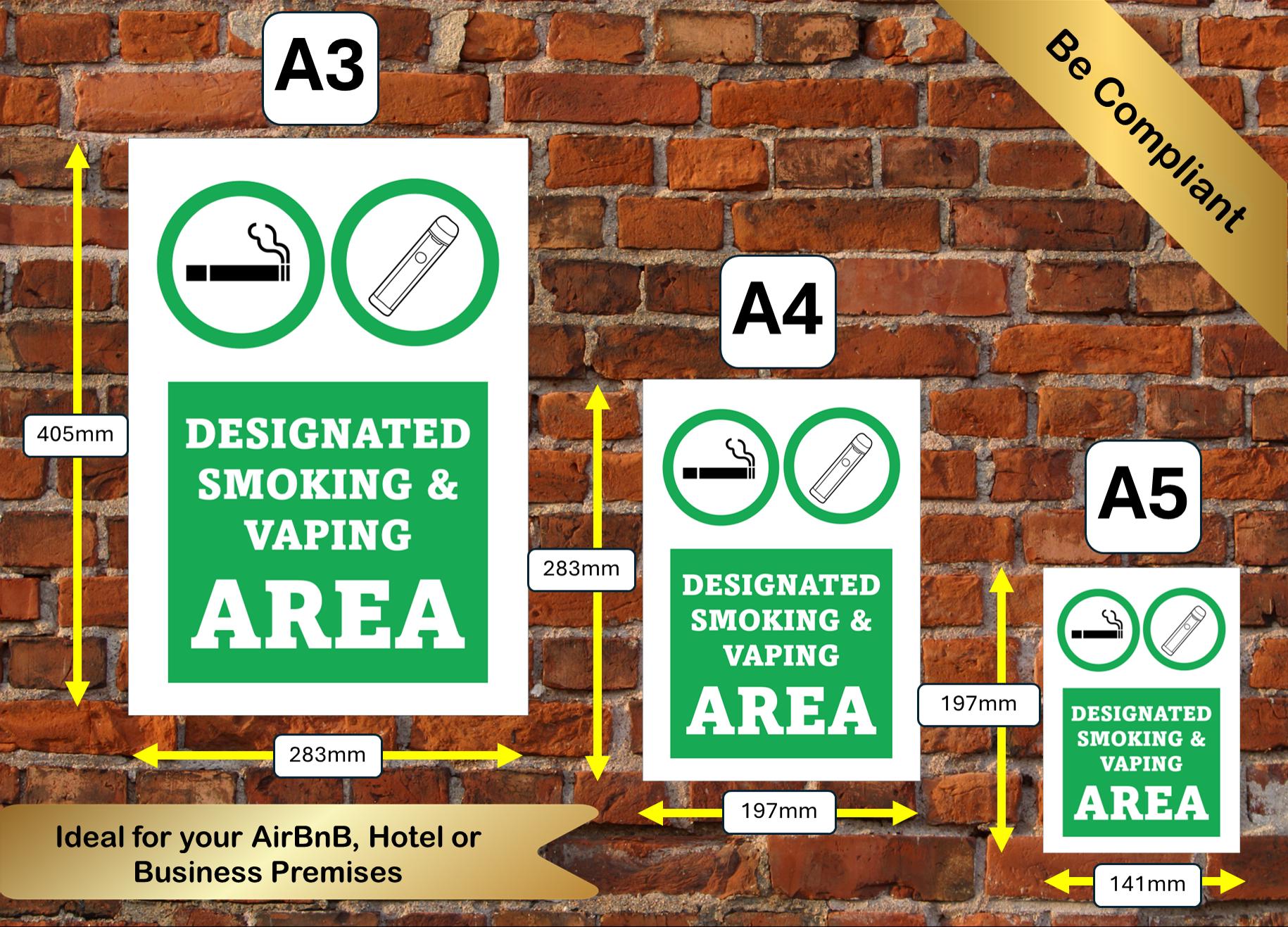 Smoking & Vaping Designated Area Sign - 3 sizes available