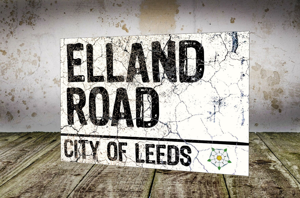 Leeds United Elland Road Retro Vintage Style Metal Sign LUFC The Peacocks Fully Editable