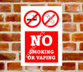 No Smoking Or Vaping Metal Sign - 3 sizes available