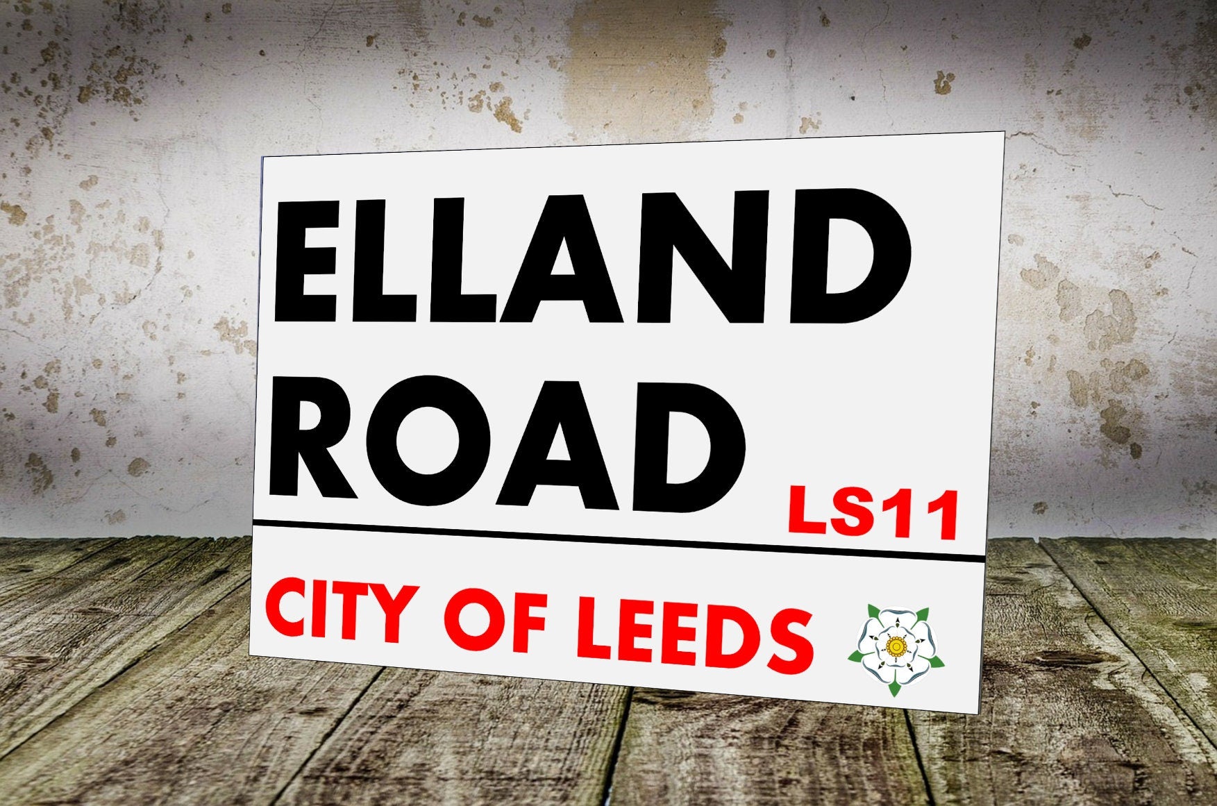 Leeds United Elland Road Retro Vintage Style Metal Sign LUFC The Peacocks Fully Editable