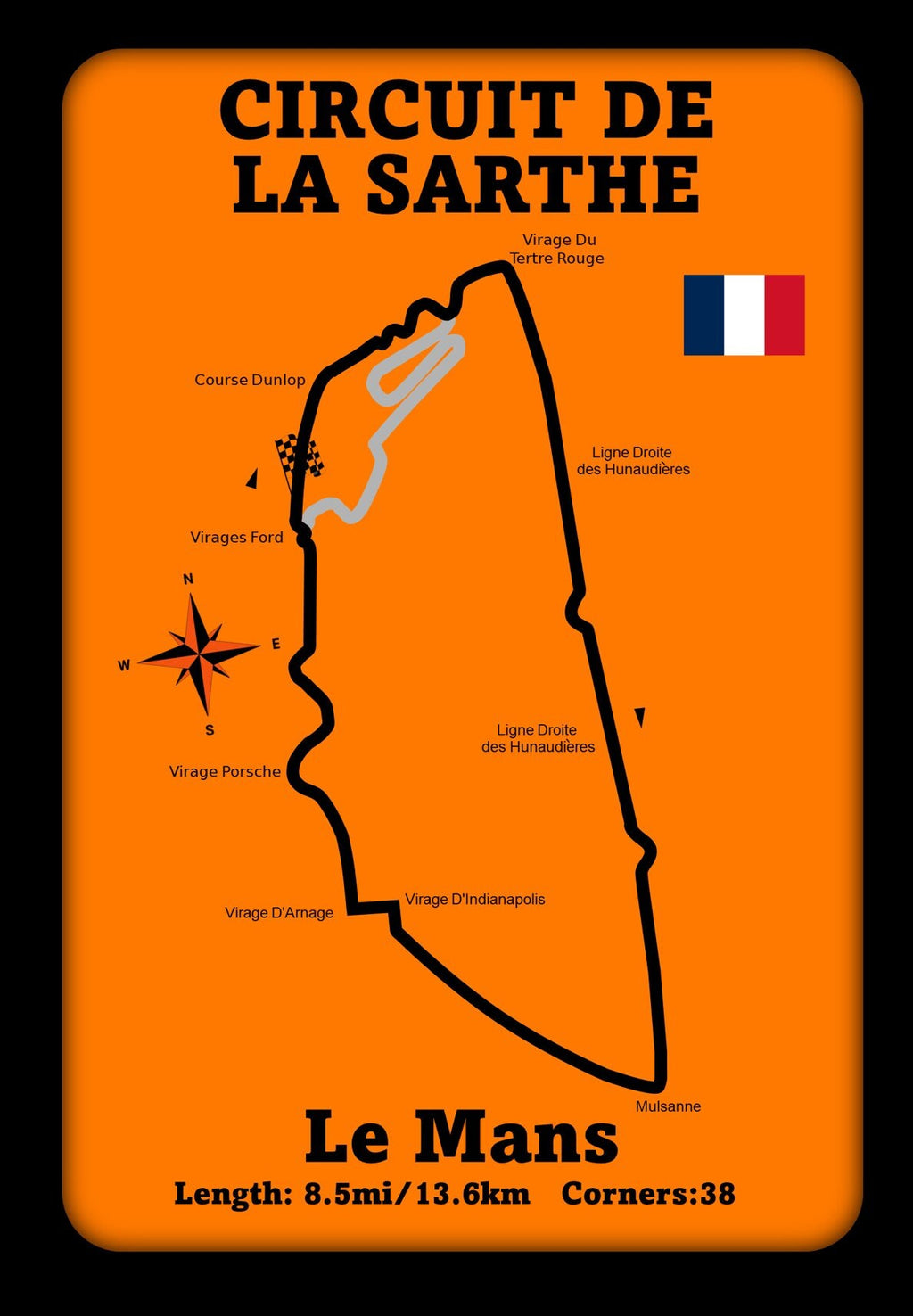 Le Mans Circuit Metal Wall Art: F1, MotoGP Racing Plaque
