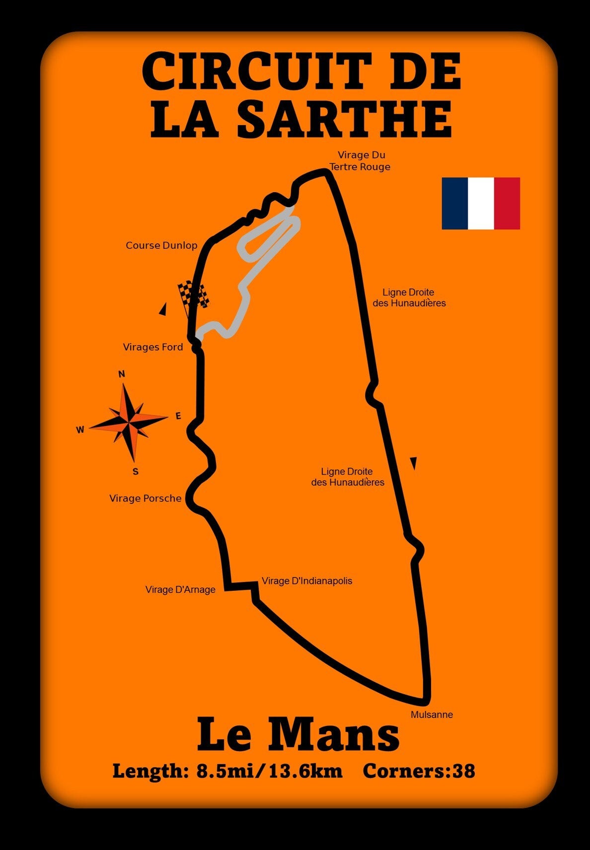 Le Mans Circuit Metal Wall Art: F1, MotoGP Racing Plaque