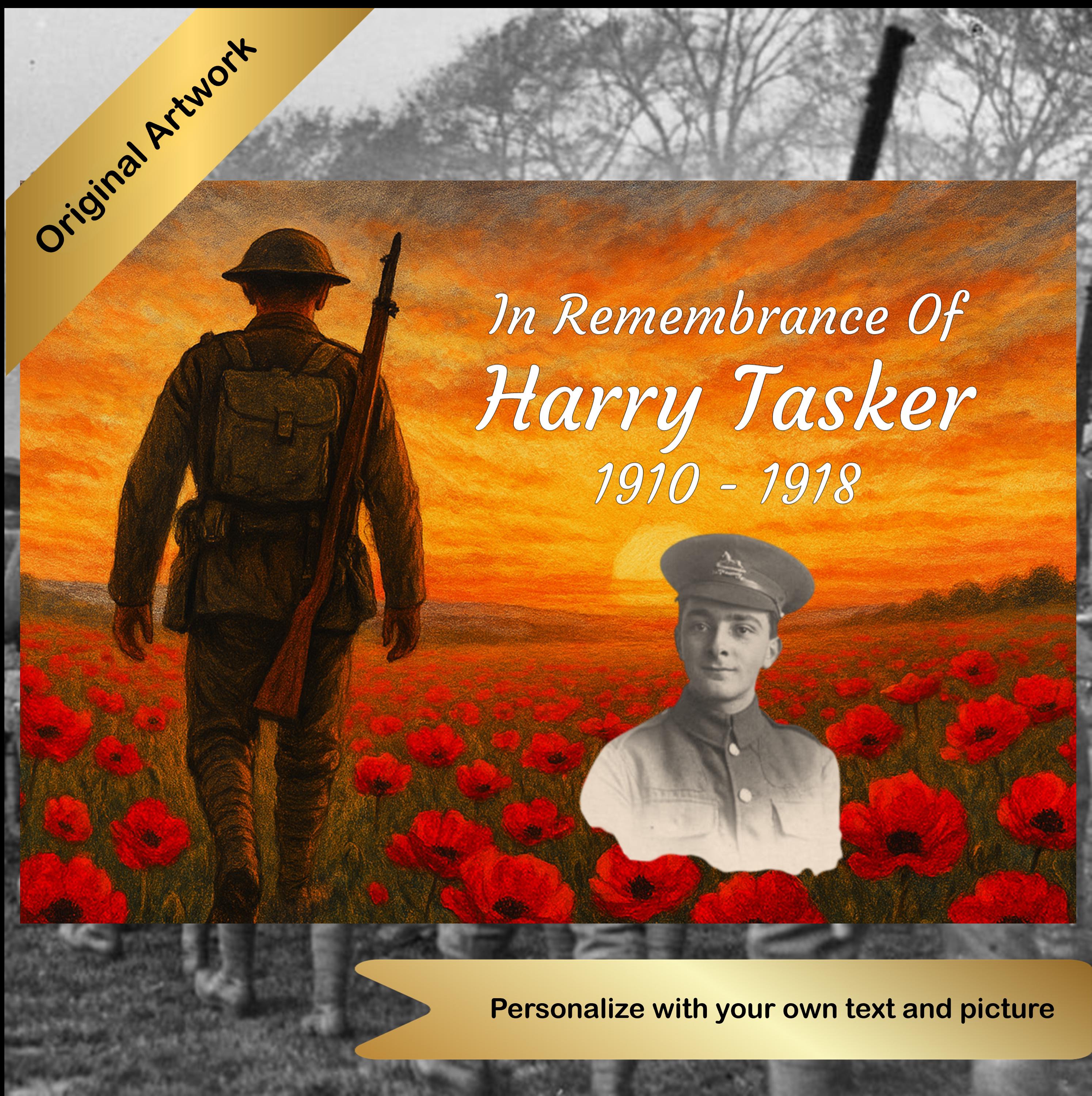 Armistice Day Weatherproof Aluminium Metal Plaque Customised With Your Words and Picture, 3 Sizes Available