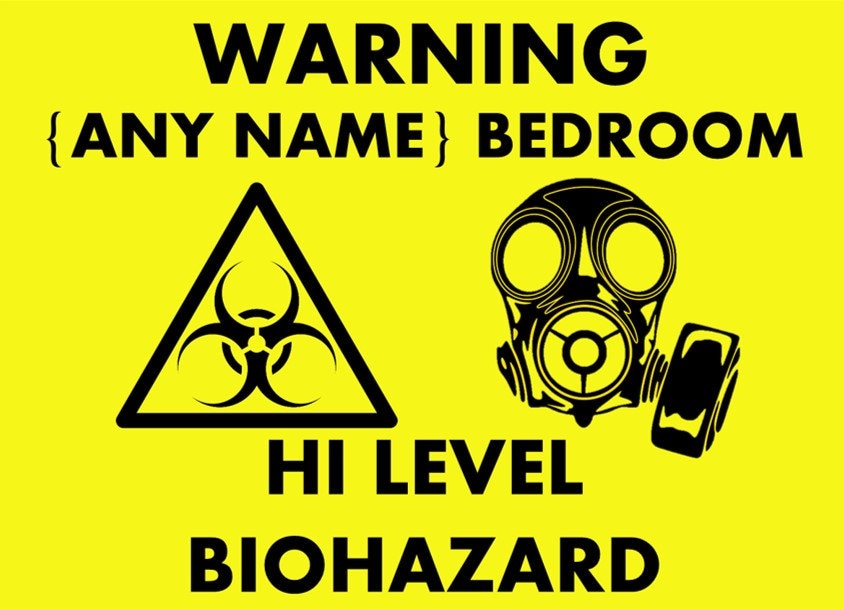 Kids Bedroom Metal Door Sign - Hi Level Biohazard Printed With Your Kids Name