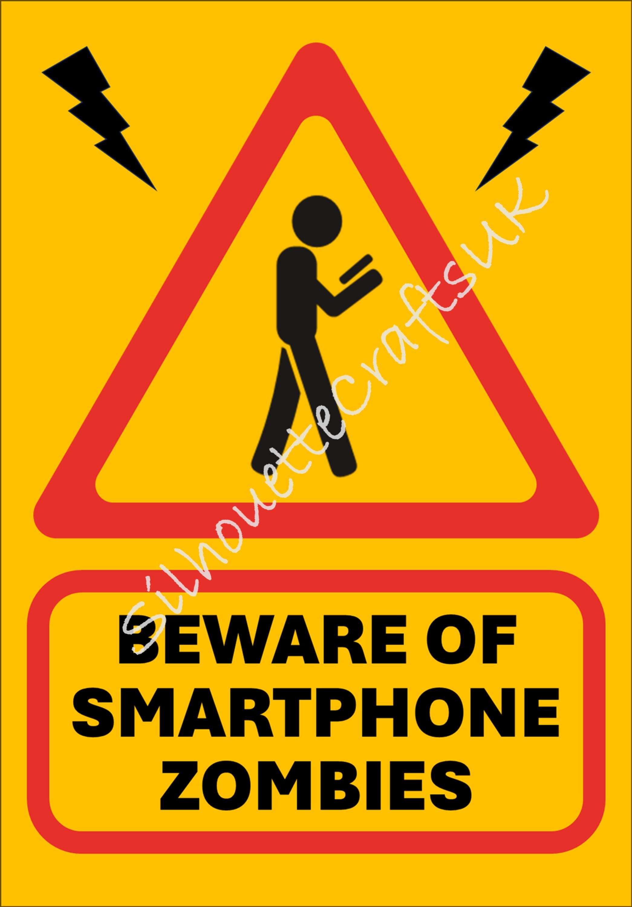 Beware Smartphone Zombies! Funny Metal Poster, Sign for Work, Office, Canteen, Bar, Man Cave