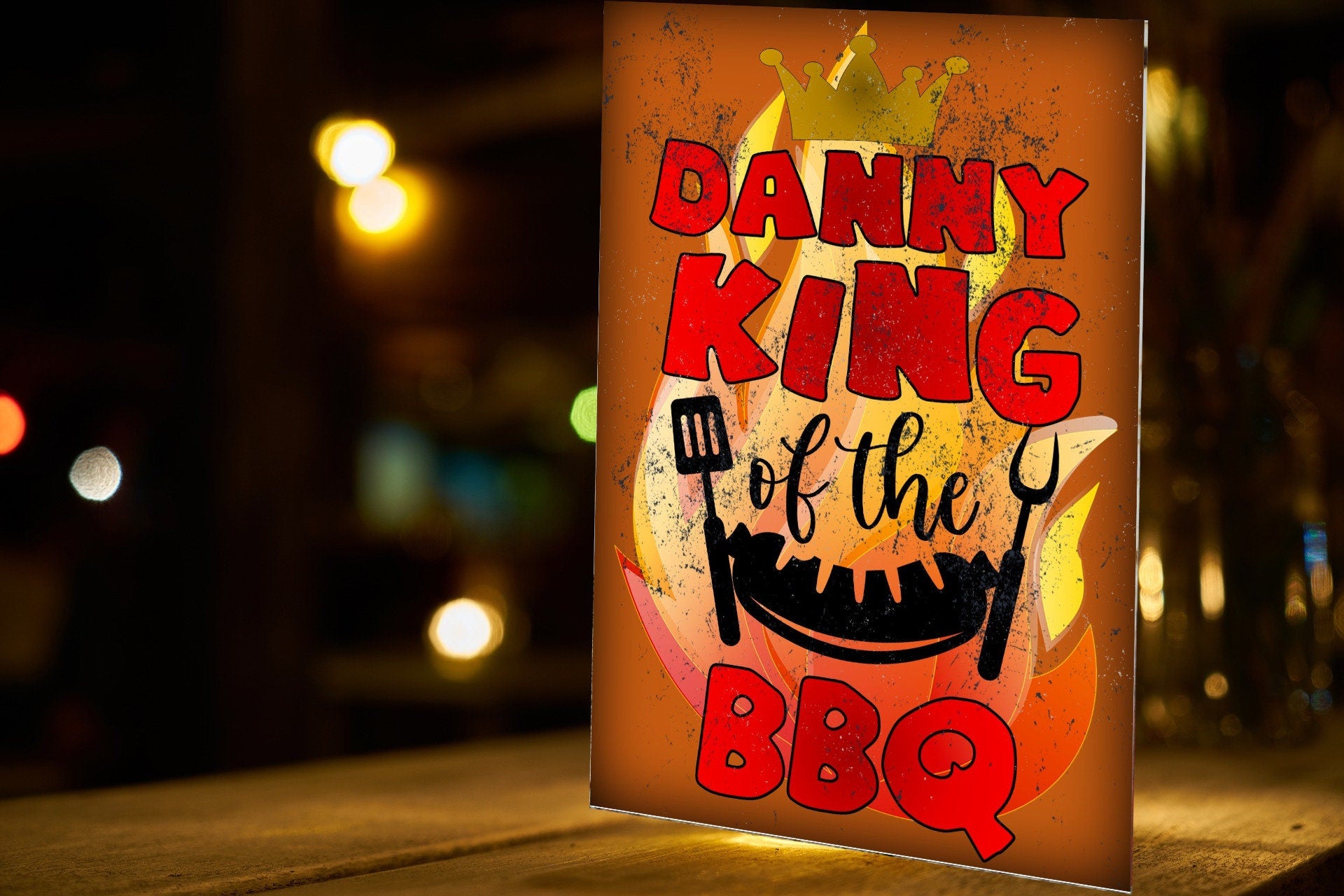 Personalized King of the BBQ Metal Sign: Funny Man Cave Decor