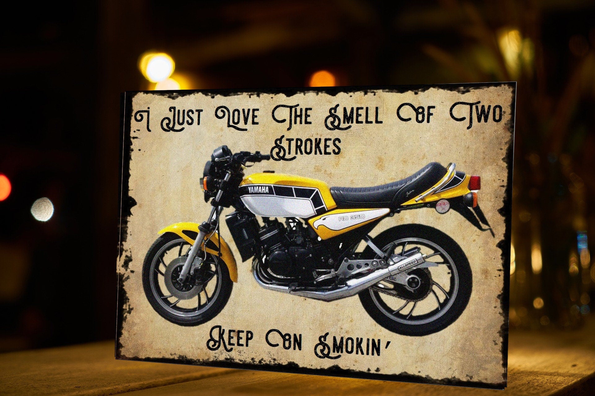 2 Stroke Motorcycle Metal Sign: Man Cave Garage Decor (8x6 inch)