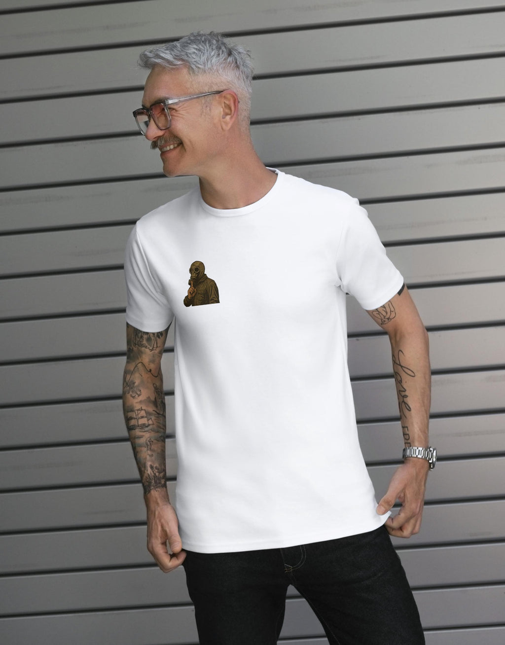 Shush! – Dead Man’s Shoes Gas Mask T‑Shirt | Cult Film Graphic Tee (5 Colours)