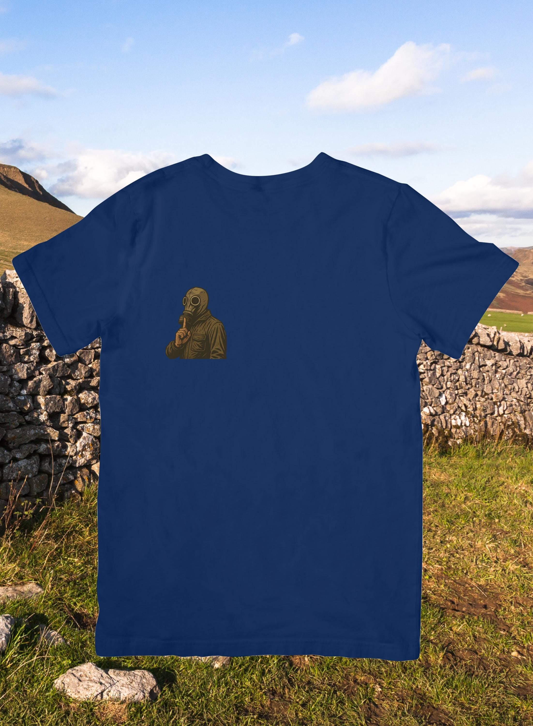 Shush! – Dead Man’s Shoes Gas Mask T‑Shirt | Cult Film Graphic Tee (5 Colours)
