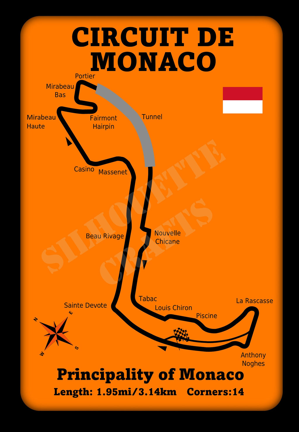 Monaco Grand Prix Circuit Metal Wall Art: F1 Racing Plaque