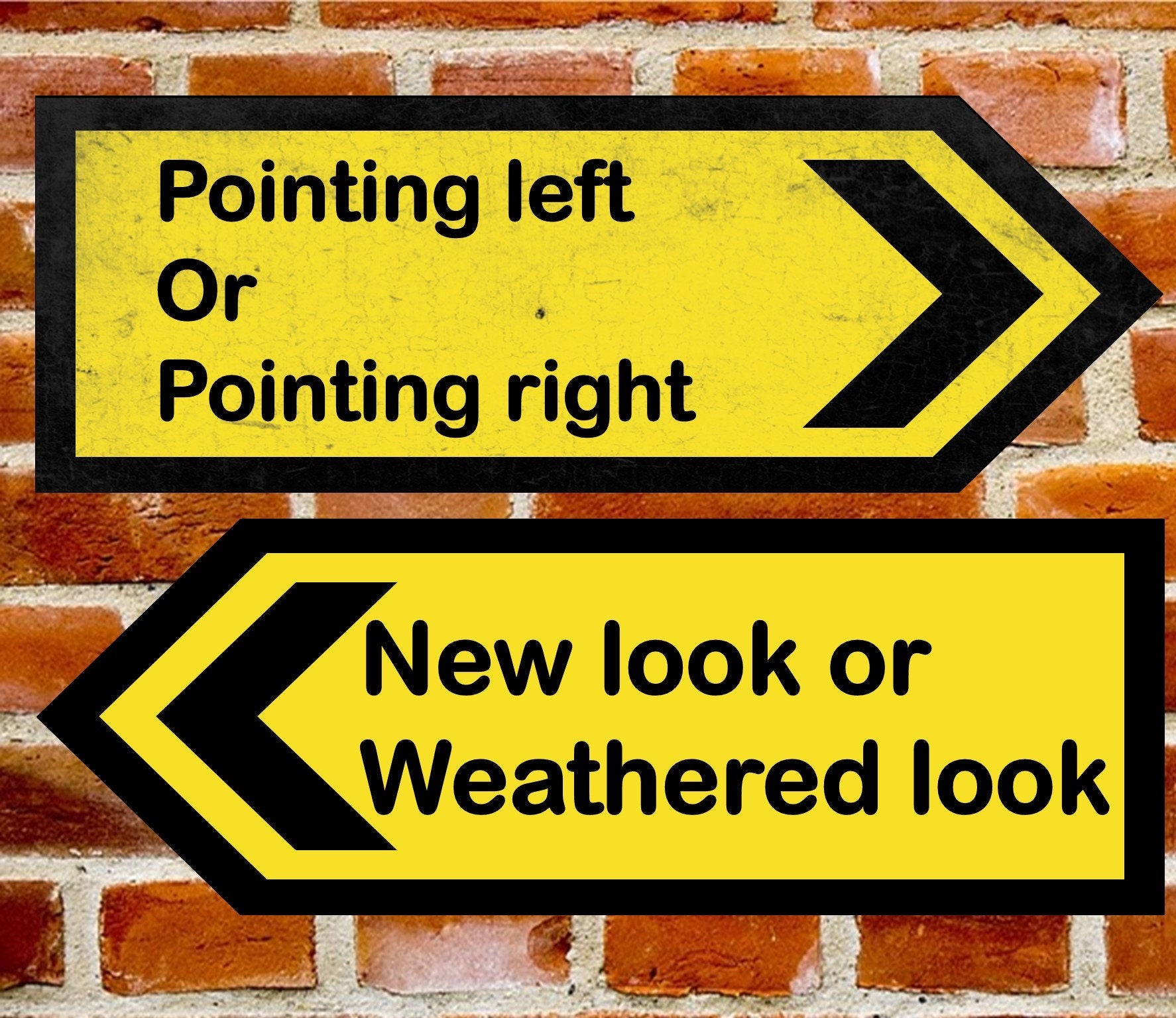 Metal Personalised UK Road Arrow Sign Left Or Right Direction Size 283 x 98mm