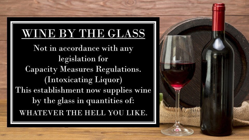 Funny Home Pub Bar Wine By The Glass Aluminium Metal Sign