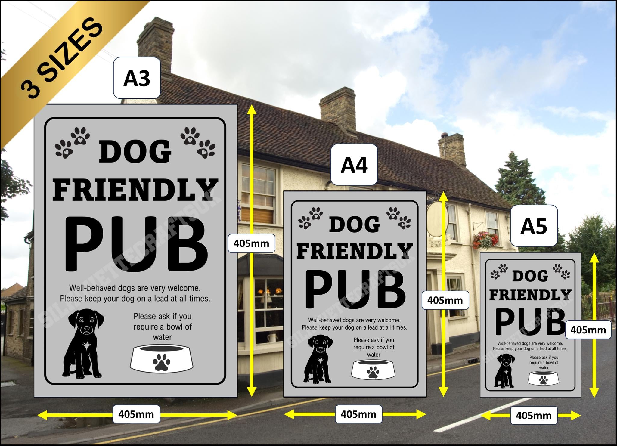 Dog Friendly Pub Metal Sign - 3 sizes available
