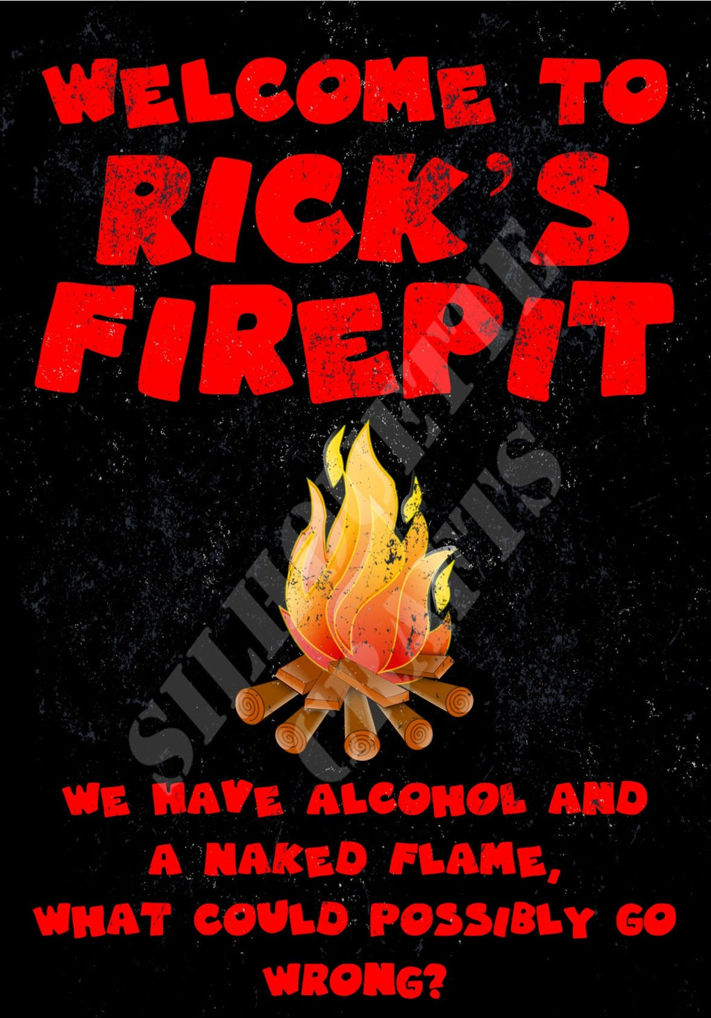 Funny Fire Pit Metal Sign: Retro Bar, Garage, Man Cave Decor