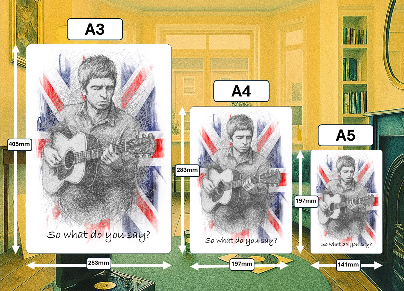 Noel Gallagher Tribute Metal Poster Art Illustration