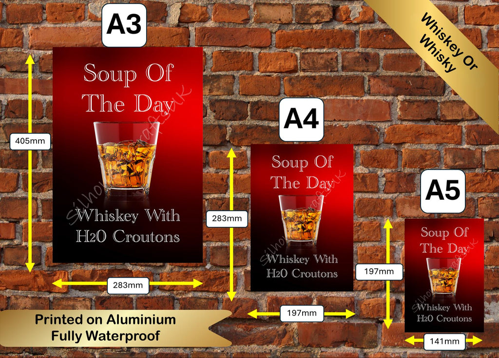 Funny Whisky H2O Croutons Metal Poster: Bar, Man Cave Sign