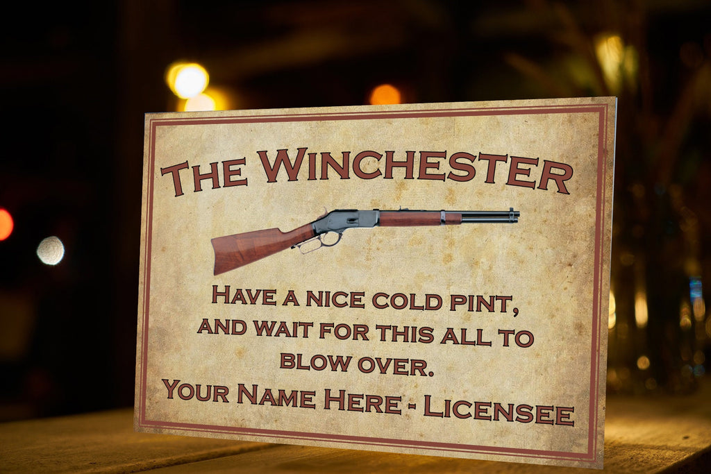 The Winchester Pub/Bar Personalised Aluminium Sign Custom With Your Text