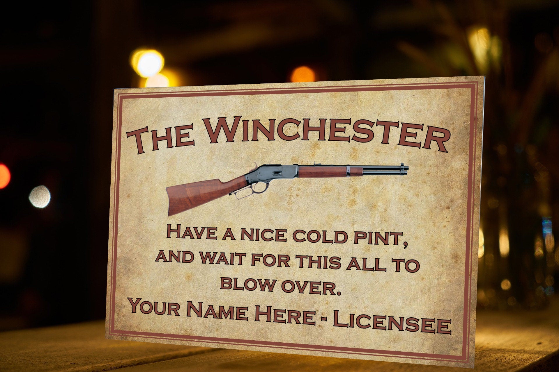 The Winchester Pub/Bar Personalised Aluminium Sign Custom With Your Text