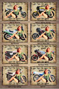 Pin-Up Girl Motorcycle Metal Sign: Retro Garage Art