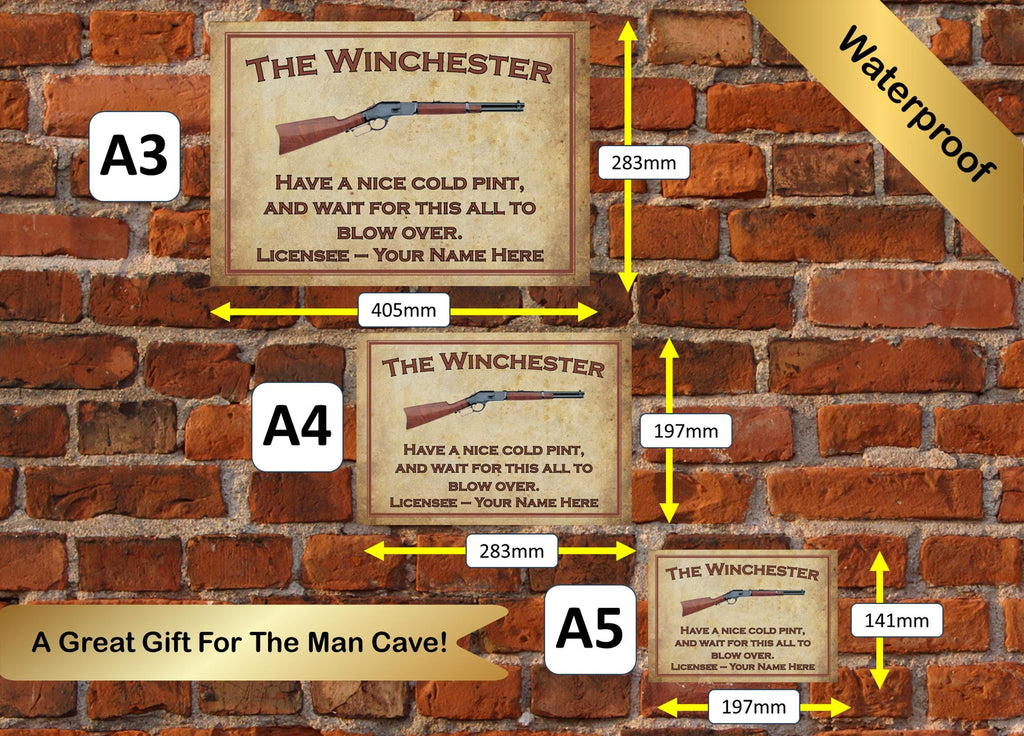 The Winchester Pub/Bar Personalised Aluminium Sign Custom With Your Text