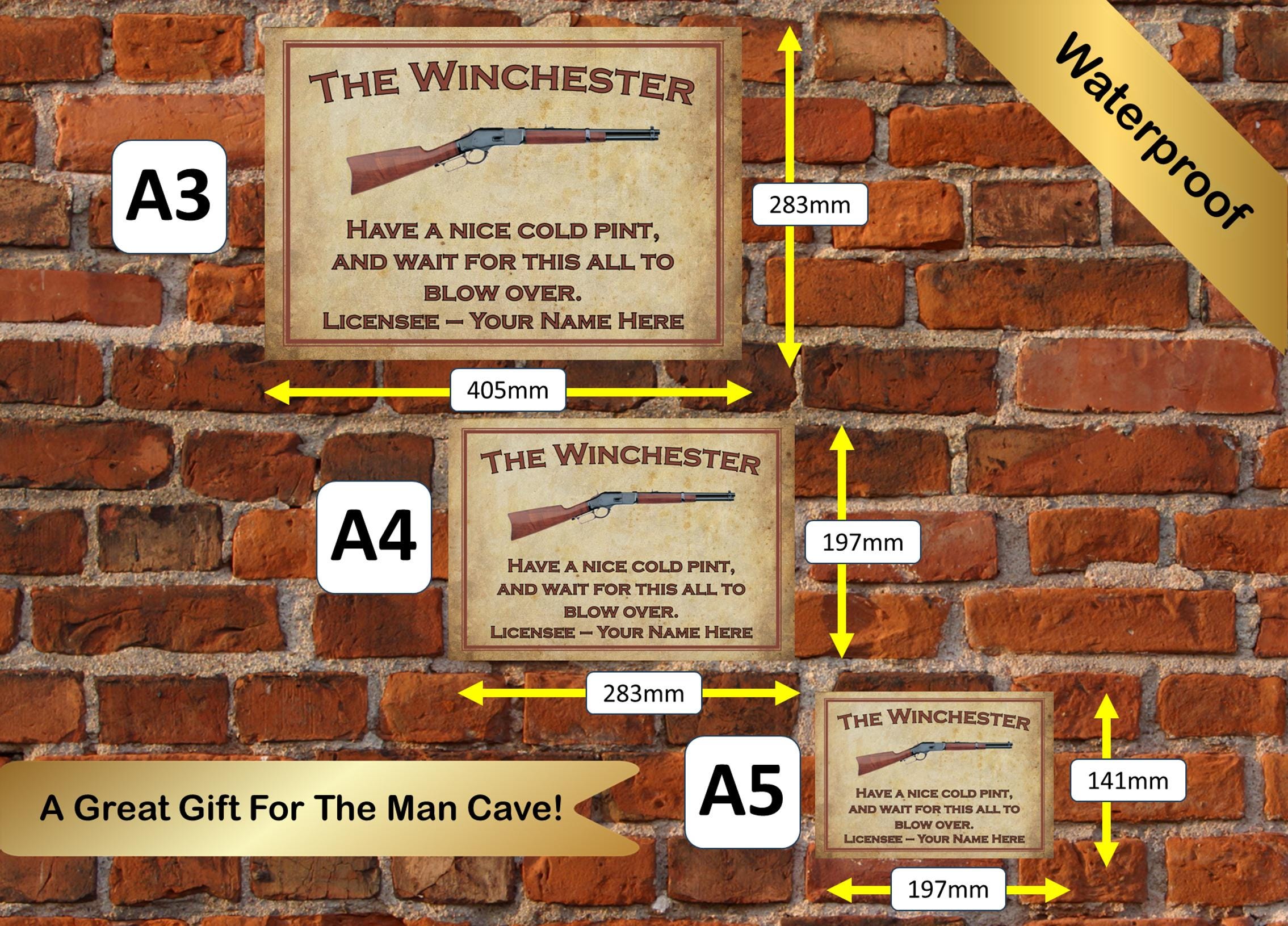 The Winchester Pub/Bar Personalised Aluminium Sign Custom With Your Text