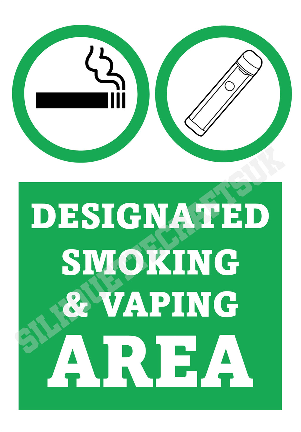 Smoking & Vaping Designated Area Sign - 3 sizes available
