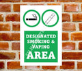 Smoking & Vaping Designated Area Sign - 3 sizes available