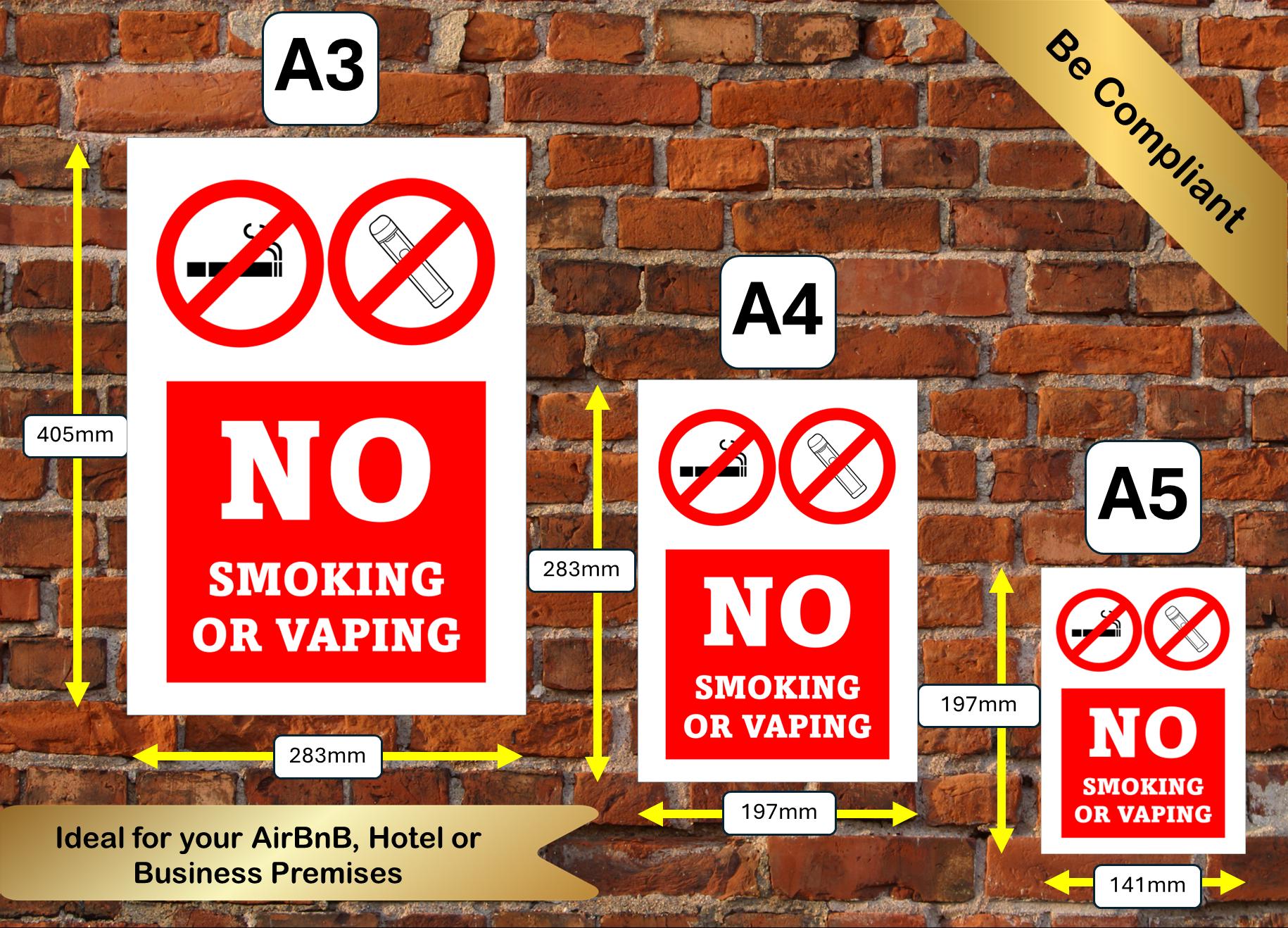 No Smoking Or Vaping Metal Sign - 3 sizes available
