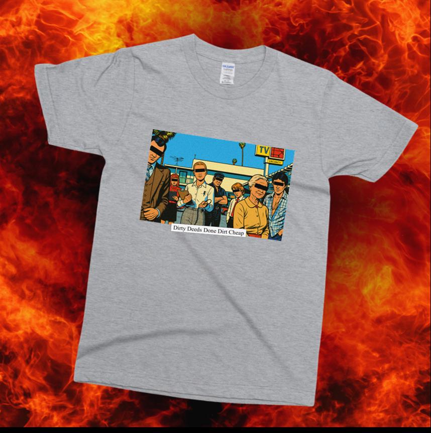 Dirty Deeds Done Dirt Cheap Album Cover Inspired T-Shirt - Choice of 5 Colours