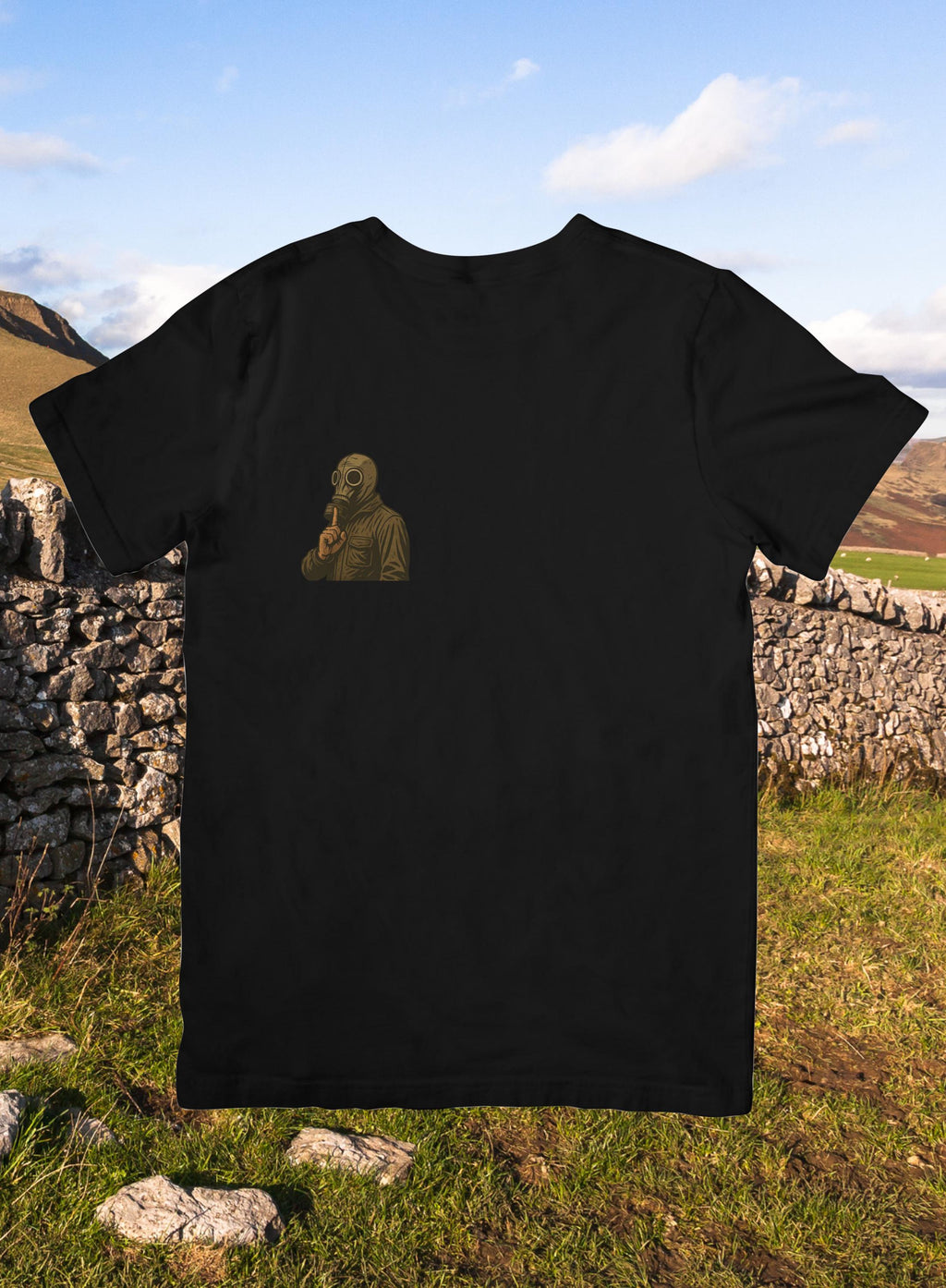 Shush! – Dead Man’s Shoes Gas Mask T‑Shirt | Cult Film Graphic Tee (5 Colours)