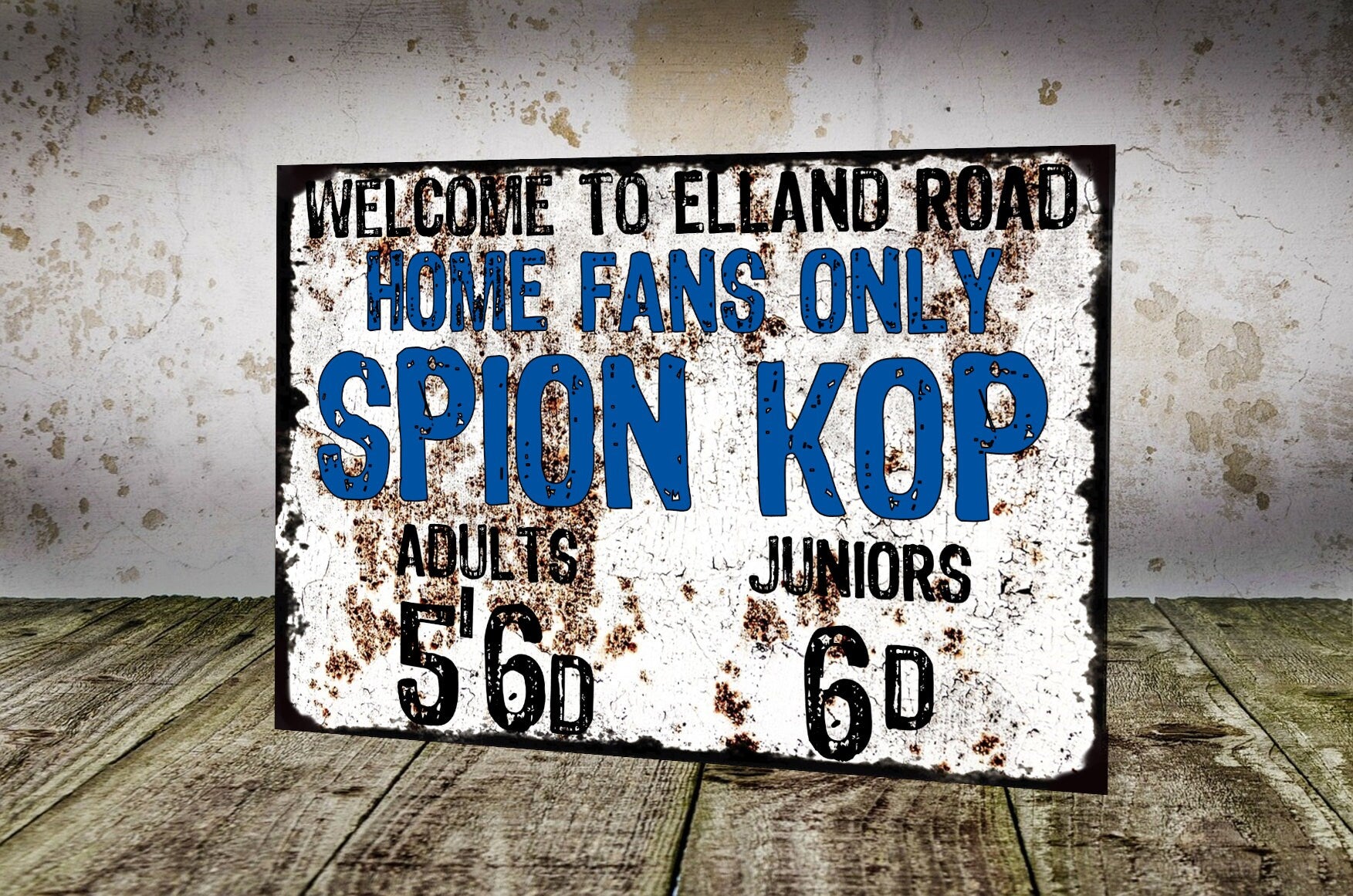 Leeds United Elland Road Retro Vintage Style Metal Sign LUFC The Peacocks Fully Editable