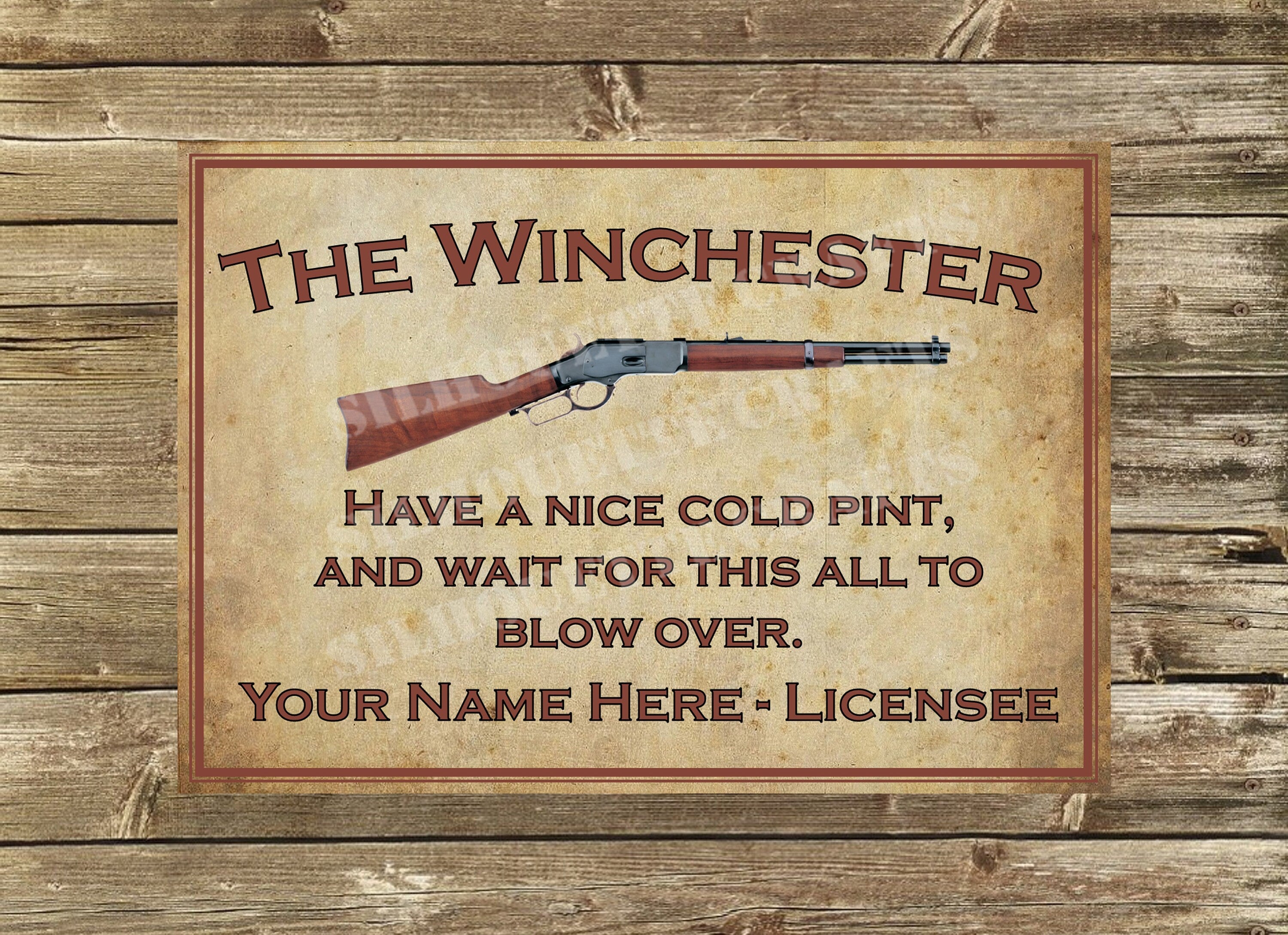 The Winchester Pub/Bar Personalised Aluminium Sign Custom With Your Text