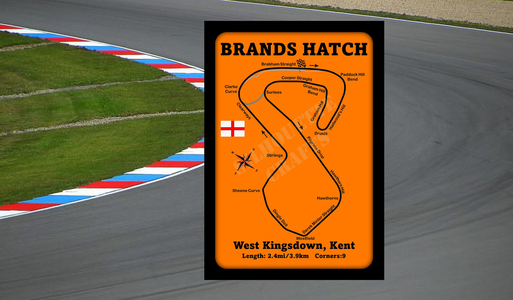 Brands Hatch Circuit Metal Wall Art: F1 MotoGP Poster