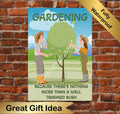 Funny Gardening Metal Poster: Trimmed Bush Art for Patio, Shed, Man Cave