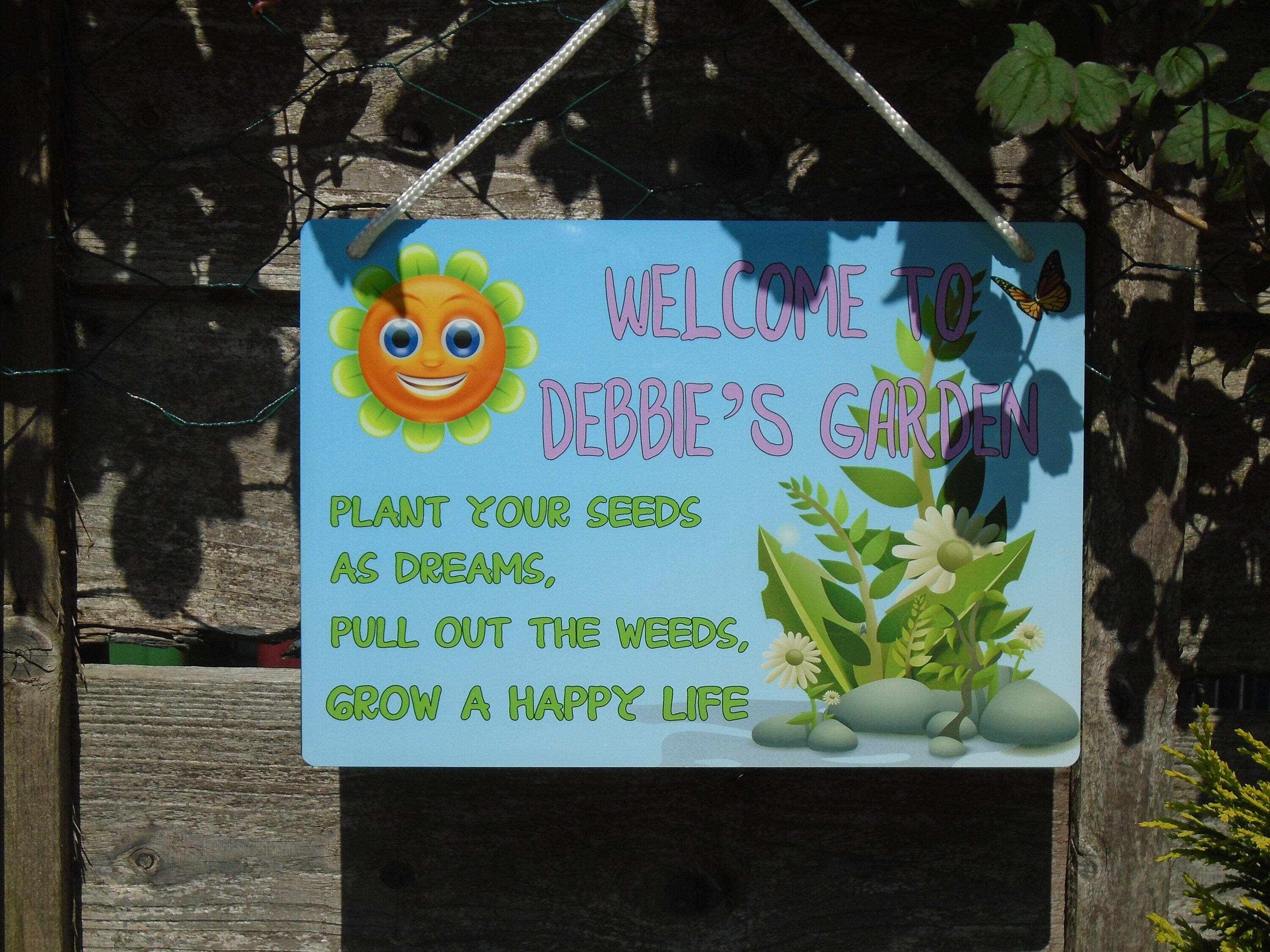 Fully Personalised Metal Garden Welcome Sign With Your Choice Of Name & Text