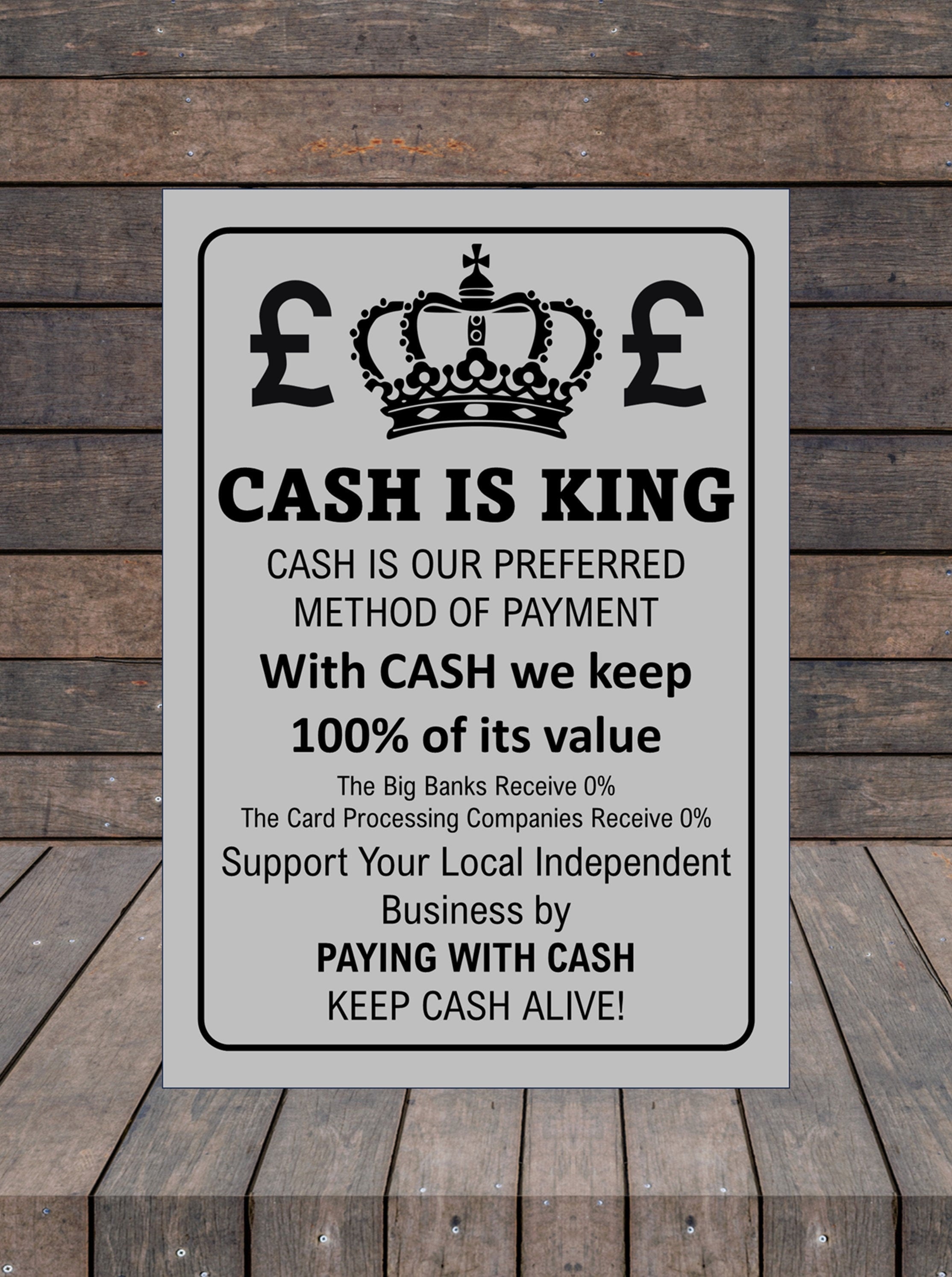 Cash Is King - Small Business Metal Sign