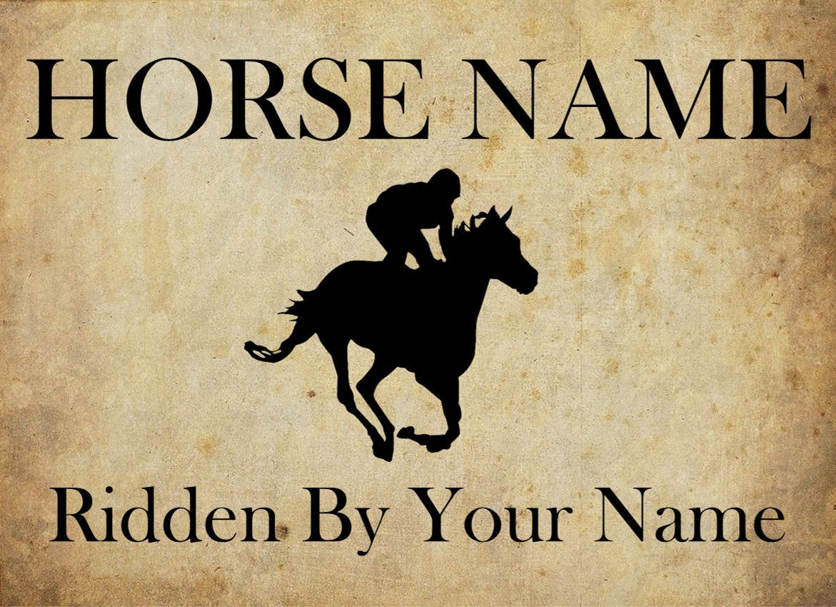 Personalised Horse, Pony Stable Door Sign, Weatherproof Metal Sign Customised