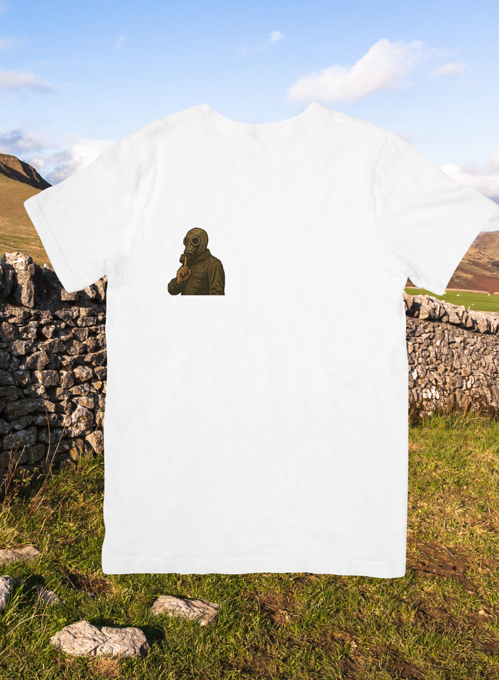 Shush! – Dead Man’s Shoes Gas Mask T‑Shirt | Cult Film Graphic Tee (5 Colours)