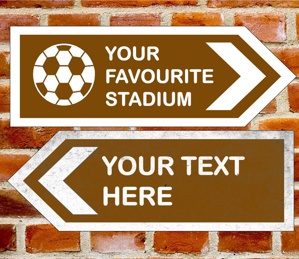 Metal Personalised UK Road Arrow Sign Left Or Right Direction Size 283 x 98mm
