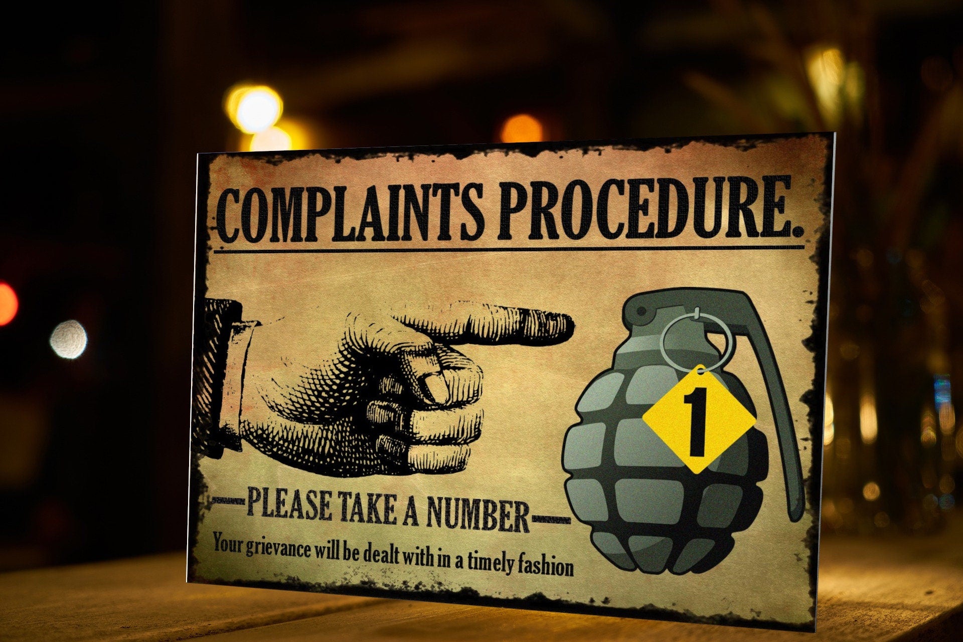Complaints Procedure Funny Metal Plaque/Sign, Garage, Shed, Bar, Man Cave