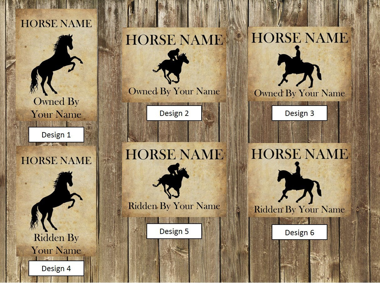Personalised Horse, Pony Stable Door Sign, Weatherproof Metal Sign Customised