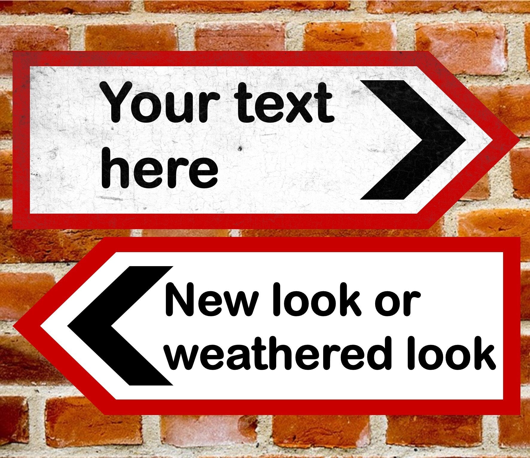Metal Personalised UK Road Arrow Sign Left Or Right Direction Size 283 x 98mm