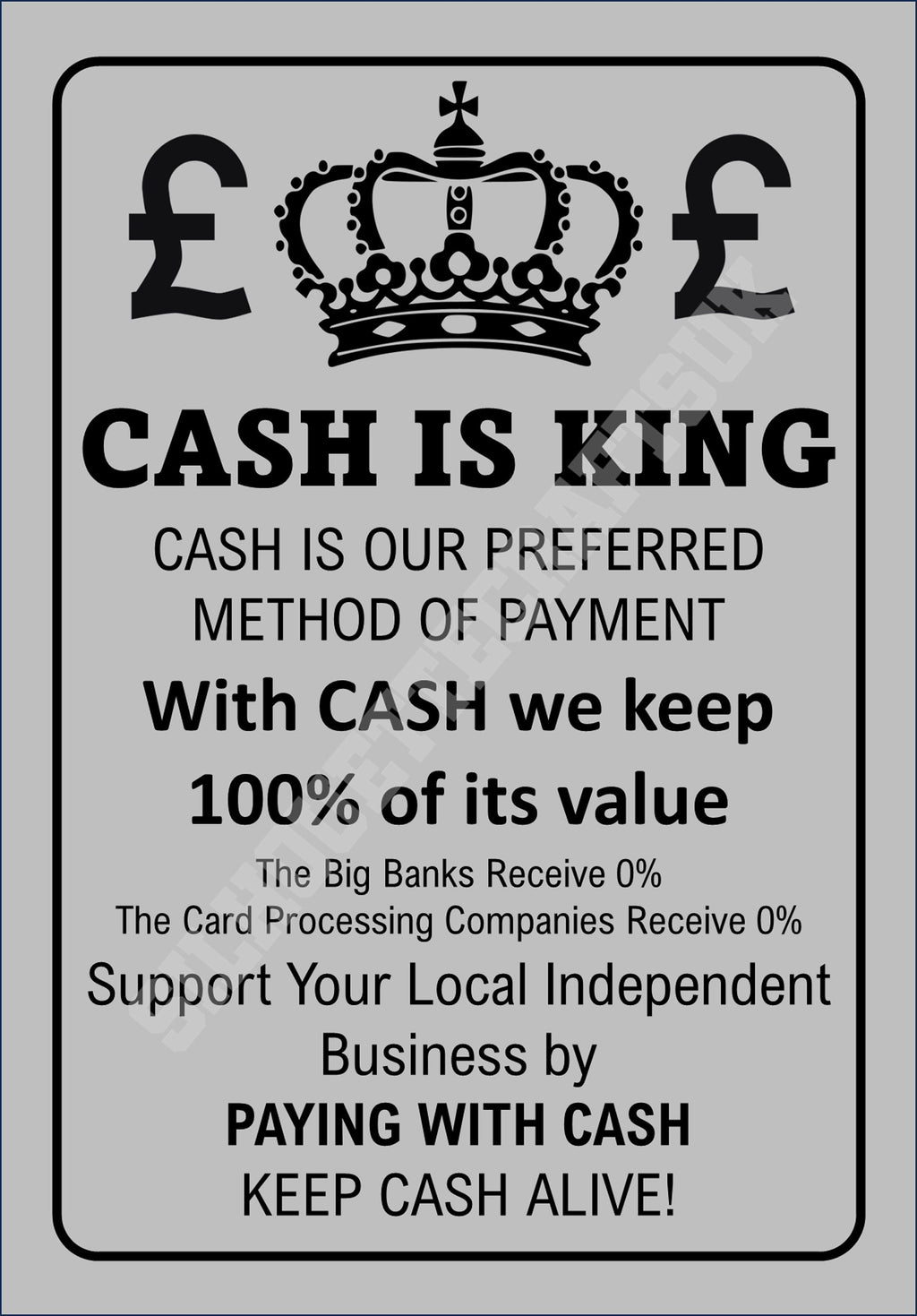 Cash Is King - Small Business Metal Sign