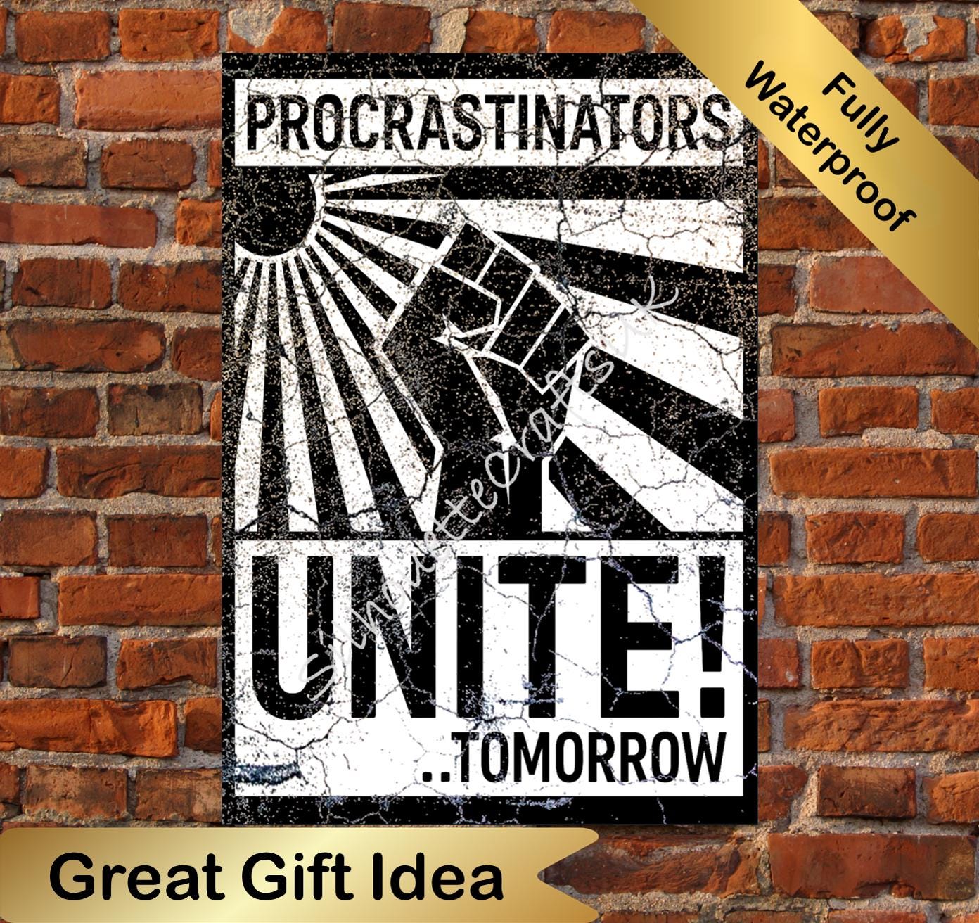 Funny 'Procrastinators Unite' Metal Sign: Retro Style, Man Cave Decor