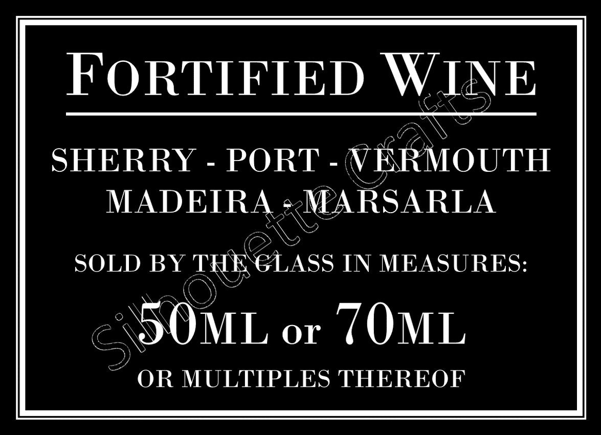 Licensing Law - Fortified Wine 50ml - 70ml