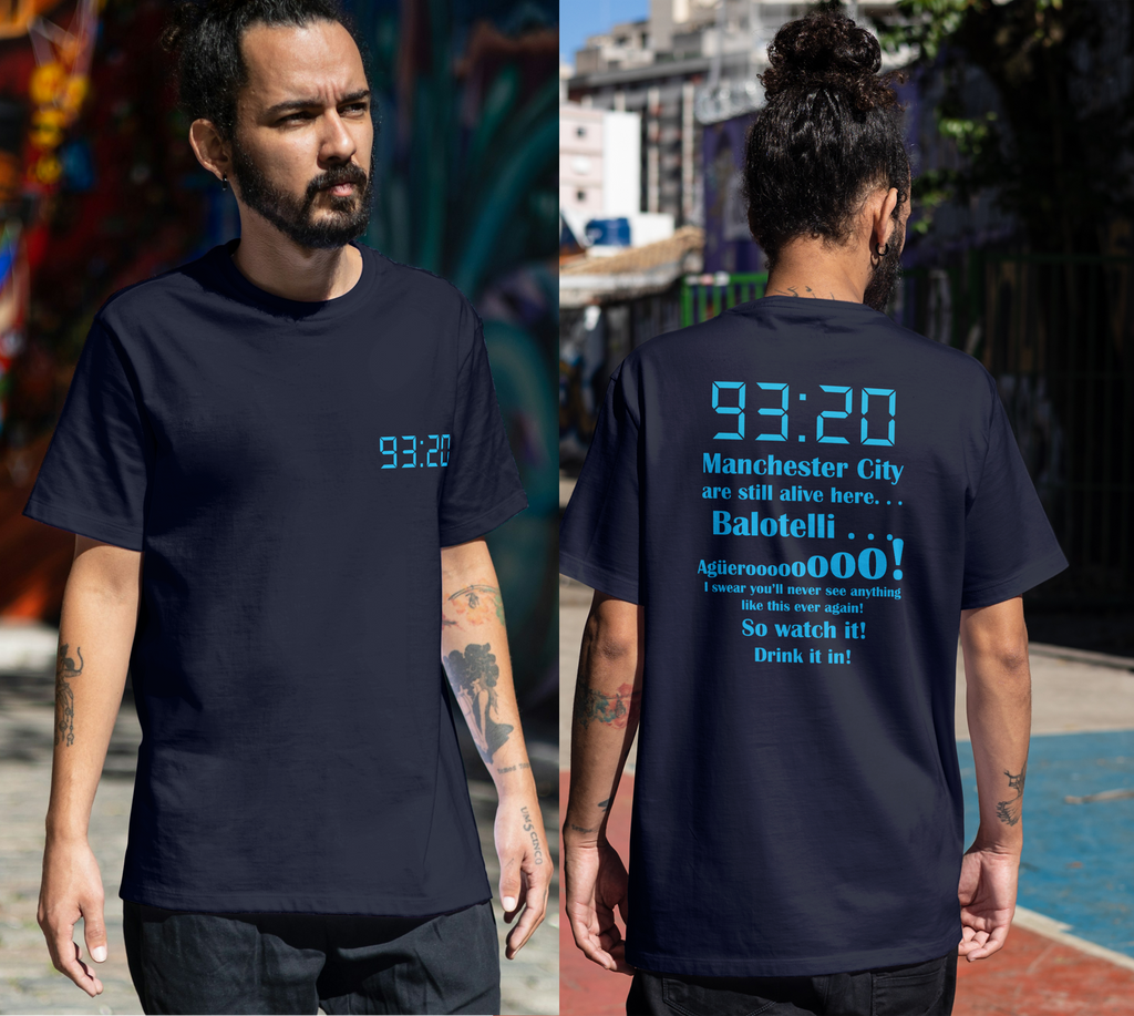 Manchester City 93:20 Cotton T-Shirt - Aguero Iconic Commentary