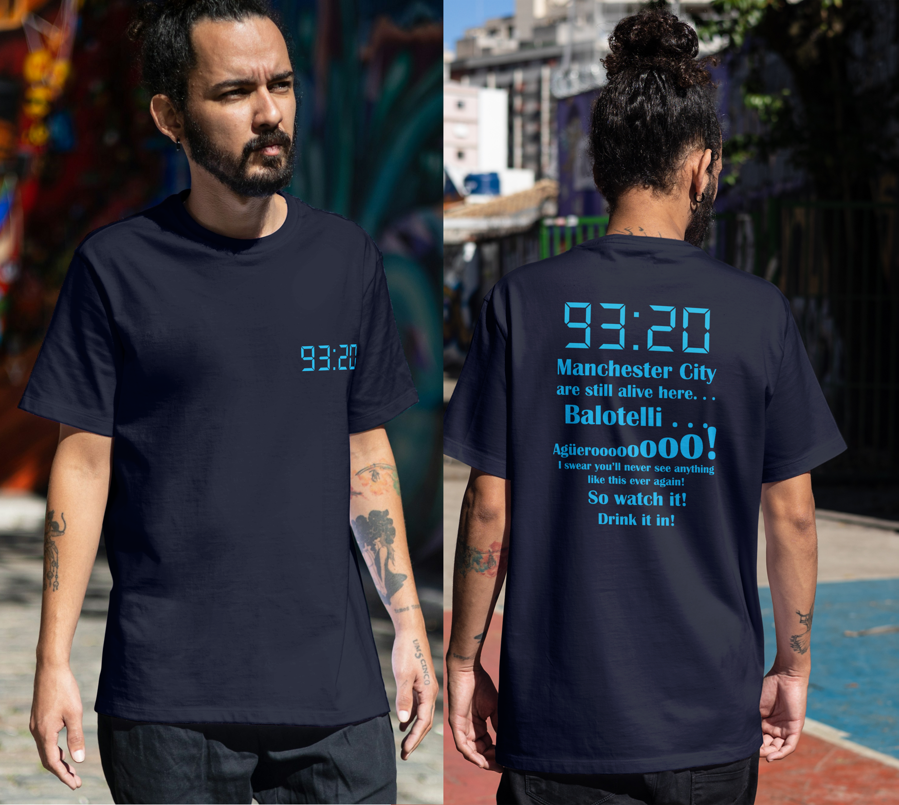Manchester City 93:20 Cotton T-Shirt - Aguero Iconic Commentary
