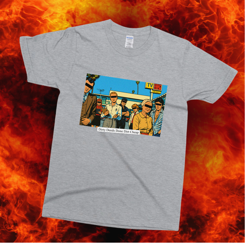 Vintage Rock Comic Art T‑Shirt – Dirty Deeds Edition