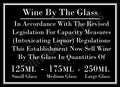 Licensing Law - Wine By The Glass 125ml - 175ml - 250ml